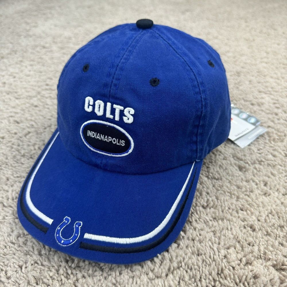 Indianapolis Colts Hat Reebok Game‎ Day Blue White Block Over Oval Patch Dad Cap